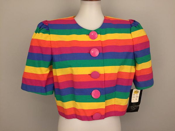 Multicolor Rainbow 80s Crop Jackets For Women 80s Party | Etsy