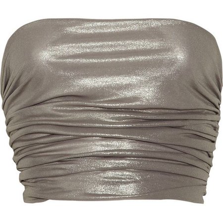 *clipped by @luci-her* Missoni Novella Stretch-Jersey Bandeau Top Silver