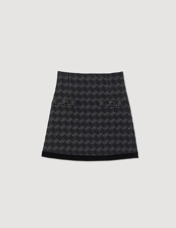Houndstooth tweed short skirt - Skirts & Shorts - Sandro-paris.com