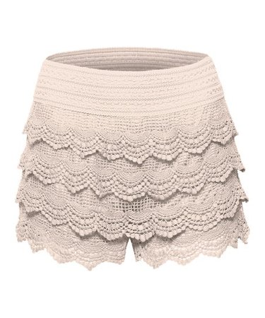 Zulily | Ivory Layered Crochet Shorts 1