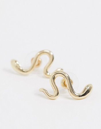 DesignB London Exclusive ear piercing cuff in gold snake | ASOS