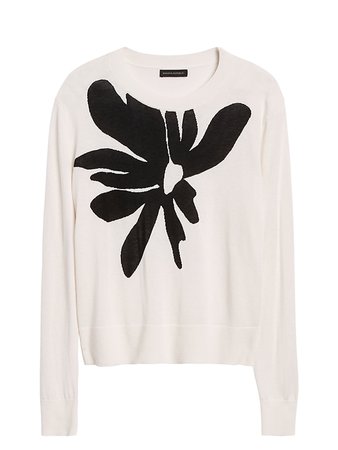 Floral Boxy Cropped Sweater | Banana Republic