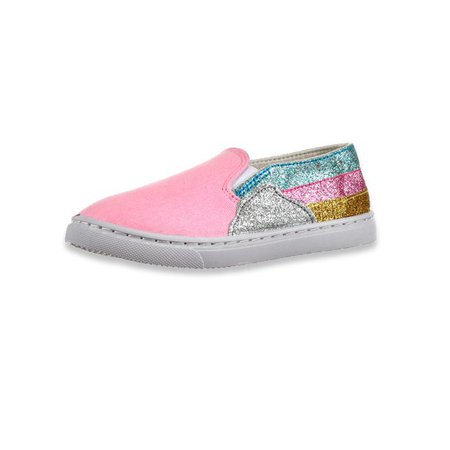 Olivia Miller Girls' Rainbow Glitter Slip-On Sneakers - Walmart.com