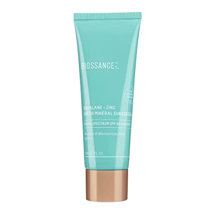 Amazon.com: Biossance Squalane + Zinc Sheer Mineral Sunscreen. Nontoxic SPF 30 PA+++ Zinc Oxide Sunscreen That Protects and Hydrates Sensitive Skin. Lightweight, Non-Greasy and Reef-Safe (1.7 ounces) : Beauty & Personal Care