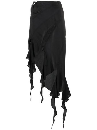 KNWLS Asymmetrical Draped Midi Skirt - Farfetch
