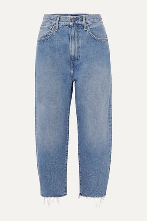 Mid denim Barrel cropped distressed high-rise wide-leg jeans | Levi's® Made & Crafted® | NET-A-PORTER