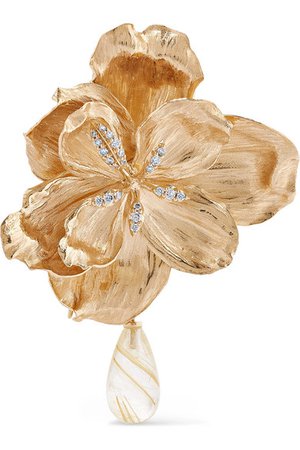 OLE LYNGGAARD COPENHAGEN | Wild Rose 18-karat gold, diamond and quartz clip earring | NET-A-PORTER.COM