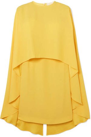 Cape-effect Crepe De Chine Mini Dress - Yellow