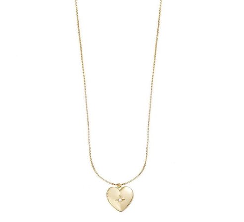 Wanderlust + Co Heart Gold Locket Necklace