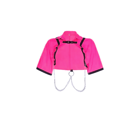 Neon Pink Sweetown crop short sleeve chain jacket