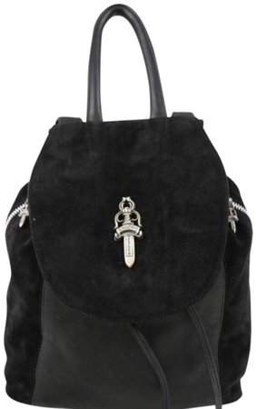 *clipped by @luci-her* Chrome Hearts Mini Iggy Black Leather& Suede& Silver Backpack - Tradesy