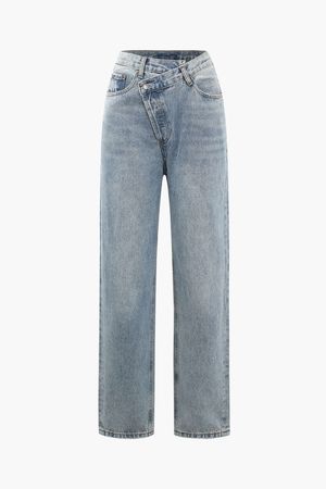 Asymmetric Waist Straight Leg Jeans – Micas