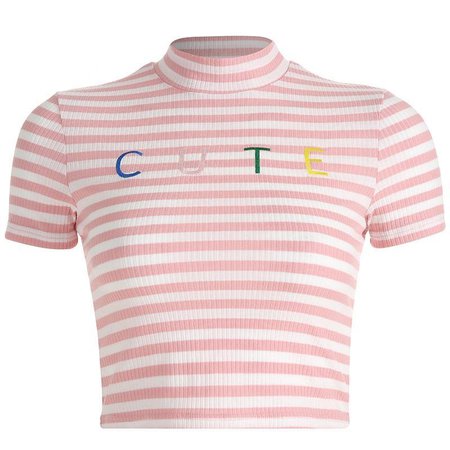 "Cute" Striped Crop Top – The Littlest Gift Shop