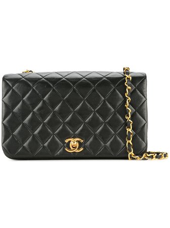 Black Chanel Pre-Owned Quilted Chain Shoulder Bag | Farfetch.com