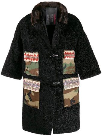 camouflage print pocket coat