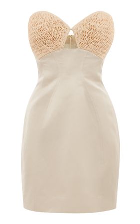 Pearl Smocked Linen-Blend Mini Dress By Alémais | Moda Operandi