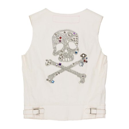 Silver League sur Instagram : Junya Watanabe x Lewis Leathers Skull and Crossbones Vest - AW03 Size S Details Coated natural canvas cotton Embellished Skull and…
