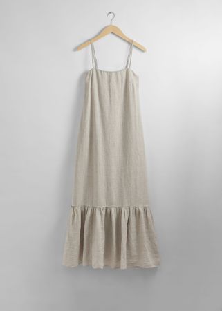 Strappy Linen Midi Dress - Oatmeal - Midi dresses - & Other Stories US