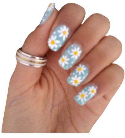 blue daisy nails