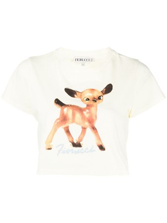 Fiorucci Deer-print Crop T-shirt - Farfetch
