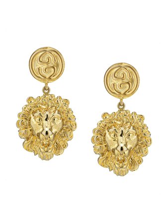 Gucci Lion Motif Drop Earrings | Farfetch.com
