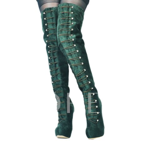 Emerald Green Thigh High Boots
