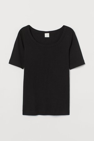Ribbed T-shirt - Black