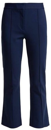 Mid Rise Flared Cropped Trousers - Womens - Navy