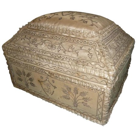 Exceptional 18th C. French silk wedding marriage box : monograms : : French faded-grandeur | Ruby Lane