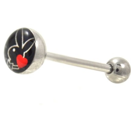 Black & Red Bunny Love Playboy Tongue Ring Barbell | BodyDazz.com