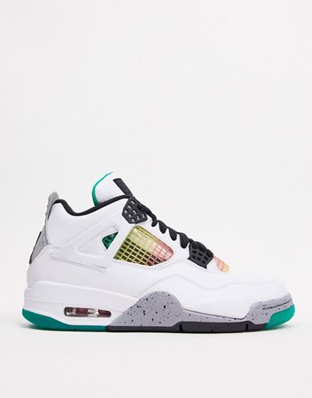Nike Air Jordan 4 sneakers in white and green | ASOS