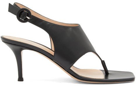 Slingback 70 Square-toe Leather Sandals - Black