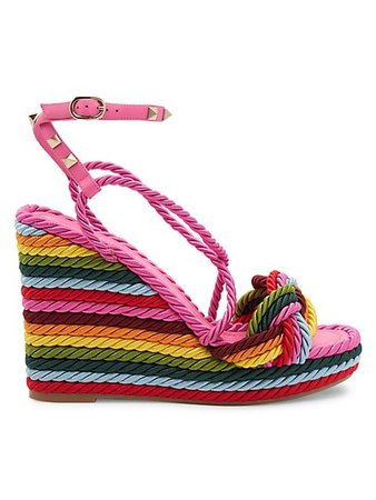 Shop Valentino Garavani Rainbow Textile Rope Wedge Sandals | Saks Fifth Avenue