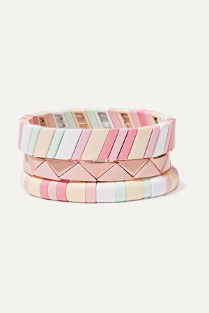 Pink Bahamas set of three enamel bracelets | Roxanne Assoulin | NET-A-PORTER