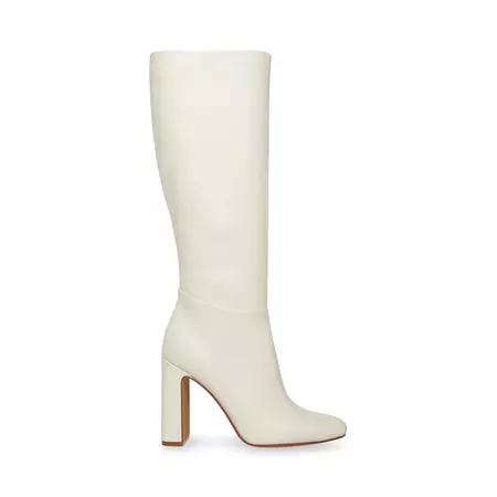 ALLY White Leather Knee High Boot | Women's Boots – Steve Madden