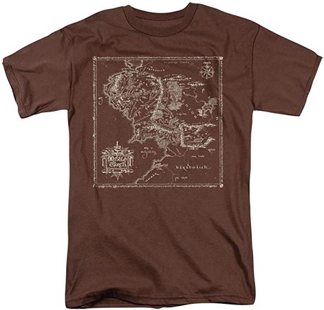 Amazon.com: The Lord of The Rings Map of Middle Earth Unisex Adult T Shirt for Men and Women, Coffee, Medium: Clothing
