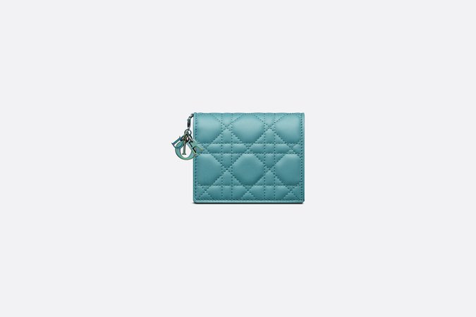 Mini Lady Dior Wallet Azure Blue Cannage Lambskin | DIOR
