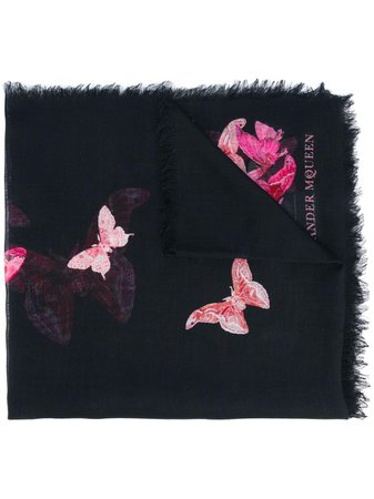 alexander mcqueen butterfly embroidered scarf