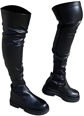 Amazon.com | CELNEPHO Womens Wedge Platform Over The Knee Boots Chunky High Heel Side-Zip Lace-Up Motorcycle Riding Boots Combat Boots for Women | Knee-High