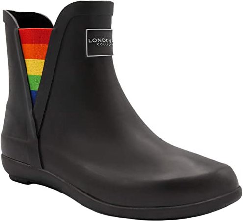 Amazon.com | LONDON FOG Womens Piccadilly Rain Boot Black/Floral 6 M US | Rain Footwear