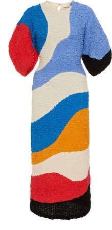 Freya Color-Block Cloque Midi Dress
