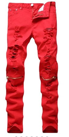 red ripped skinny jeans