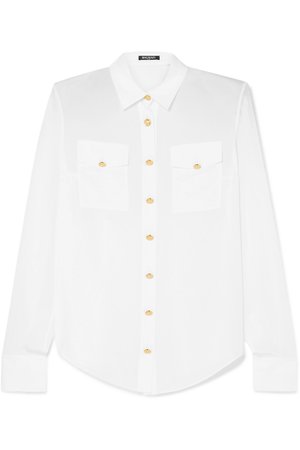 Balmain | Button-detailed silk crepe de chine shirt | NET-A-PORTER.COM