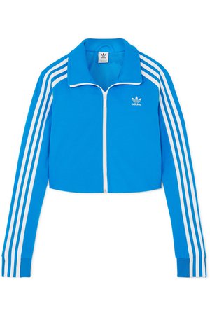 adidas Originals | Cropped striped stretch-jersey track jacket | NET-A-PORTER.COM