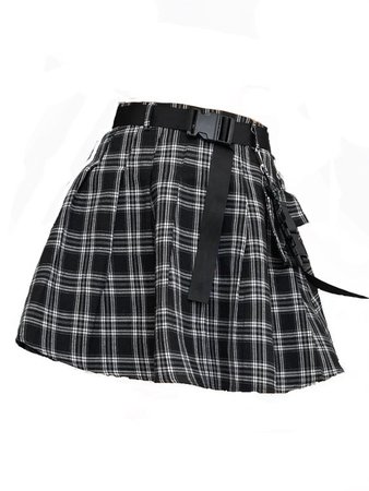 Plaid Flap Pocket Self Tie Skirt