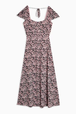 Blush Pink Animal Print Mesh Midi Dress | Topshop