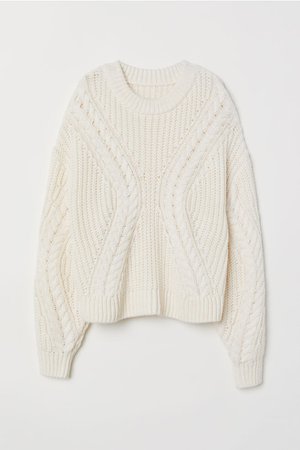 Rib-knit Sweater - Natural white - Ladies | H&M US