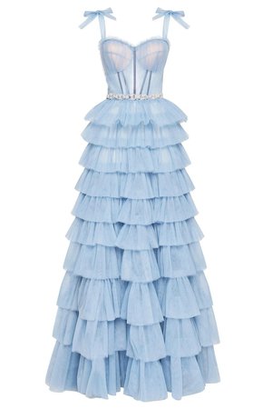 Milla maxi dress with ruffles (light blue)