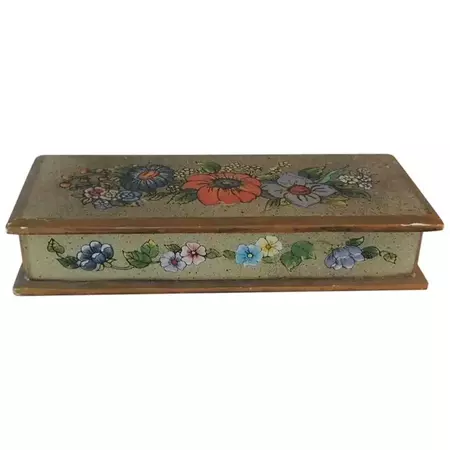 Vintage Hand Painted Mexican Decorative Box For Sale at 1stDibs