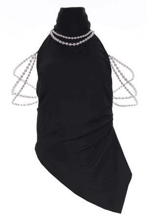 black top with crystal chains